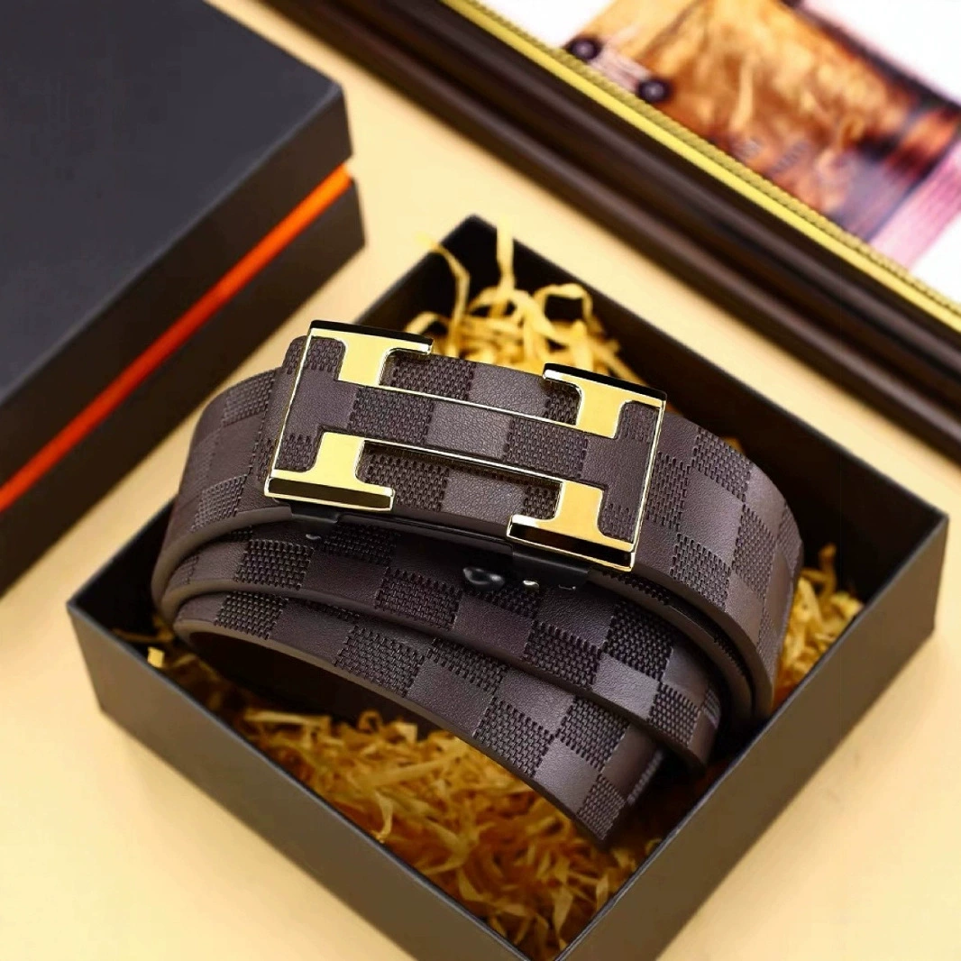 Мужской ремень в клетку с пряжкой из сплава, деловой повседневный пояс, широкий пояс с I-образной пряжкой из Гуанчжоу