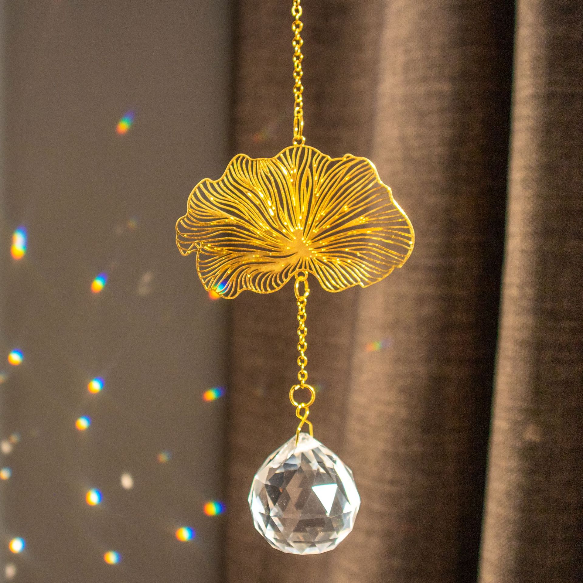 Hanging Ornaments Event & Party Supplies 1 Piece Quantity Elegant Lotus Artificial Crystal Brass Pendant Artificial Decorations