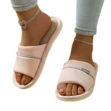 Demi-season breathable slippers for beloved, cotton and linen