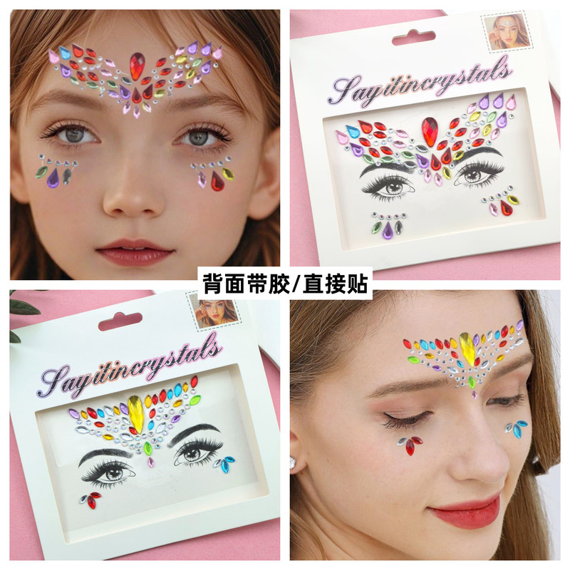 Cross-Border Acrylic Self-Adhesive Halloween Carnival Masquerade European and American Eyebrow Eye Makeup Face Stickers DIY Diamond Stickers Cross-Border Acrylic Self-Adhesive Halloween Carnival Masquerade European and American Eyebrow Eye Makeup Face Stickers DIY Diamond Stickers