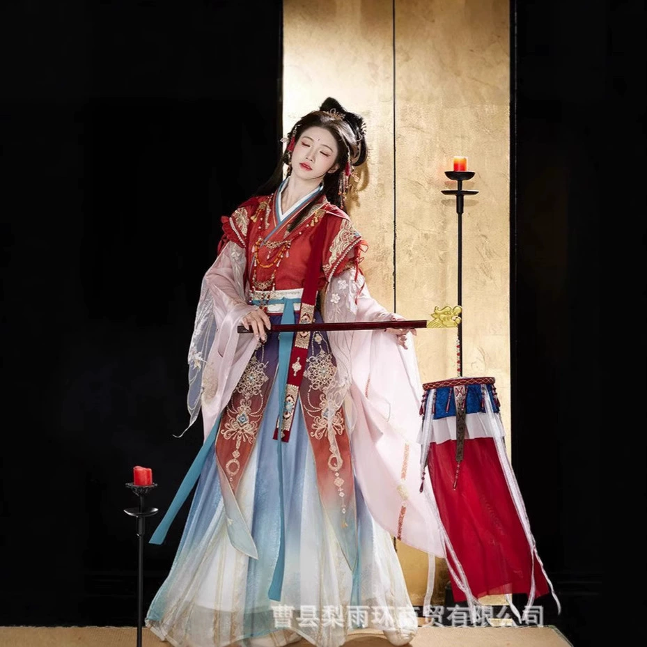 汉服女【洛神】南北朝魏晋风神仙服重工刺绣大袖衫改良春夏新款