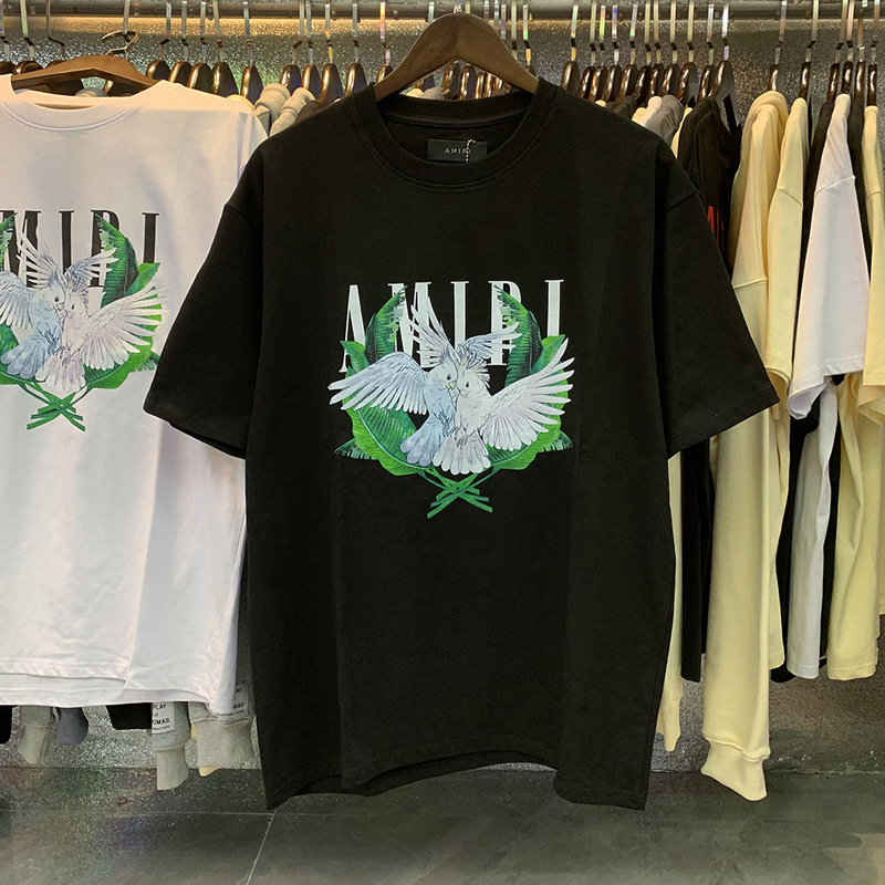 AM1R1 ICON小衆潮牌平和鳩アルファベットプリント丸首ゆるい半袖tシャツ男女カップル半袖|undefined