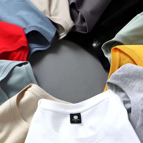 Men's Short Sleeve T-Shirt 230g Thick Cotton Casual Office T-Shirt in Color - Spring/Summer 2025, Guangdong Origin