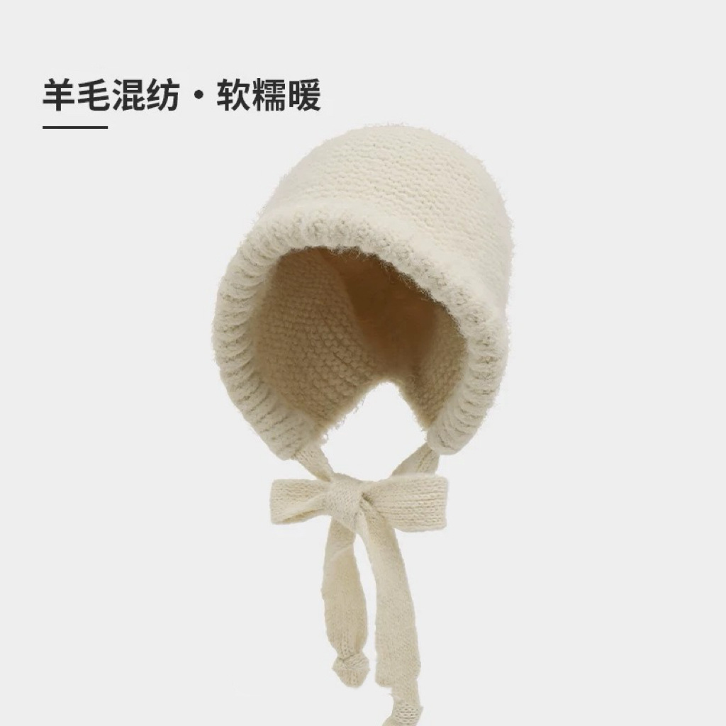 帽子女性の冬のかわいいクマの耳ぬいぐるみ帽子暖かい耳保護帽子プラスベルベット防風ウールボール帽子冬の新スタイル