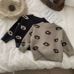 2023 Autumn/Winter New Men and Women Children Teddy Bear Embossed Honeycomb Pattern Sweater Korean Style Loose Thick Warm Sweater