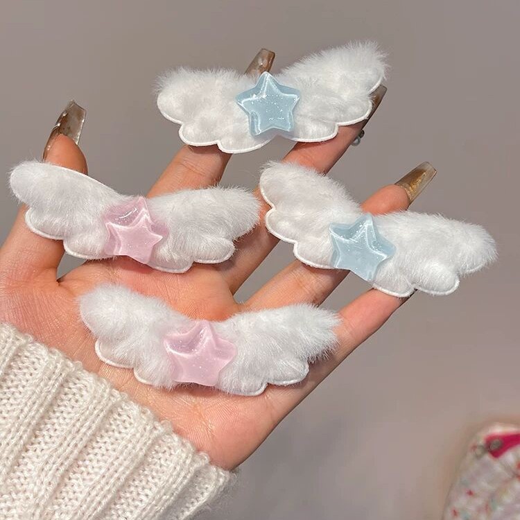 Transparent Star Wings Hairpin Sweet New Angel Girl Heart Five-Pointed Star Side Clip Cute Popular Soft Girl Hairpin