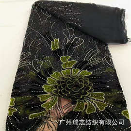 3D立体绣外贸时尚镂空水溶绣花布激光绣连衣裙旗袍晚礼服面料lace
