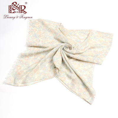 Beige Broken flowers Voile printing soft comfortable Europe and America printing scarf Spring and summer new pattern Manufactor Deliver goods