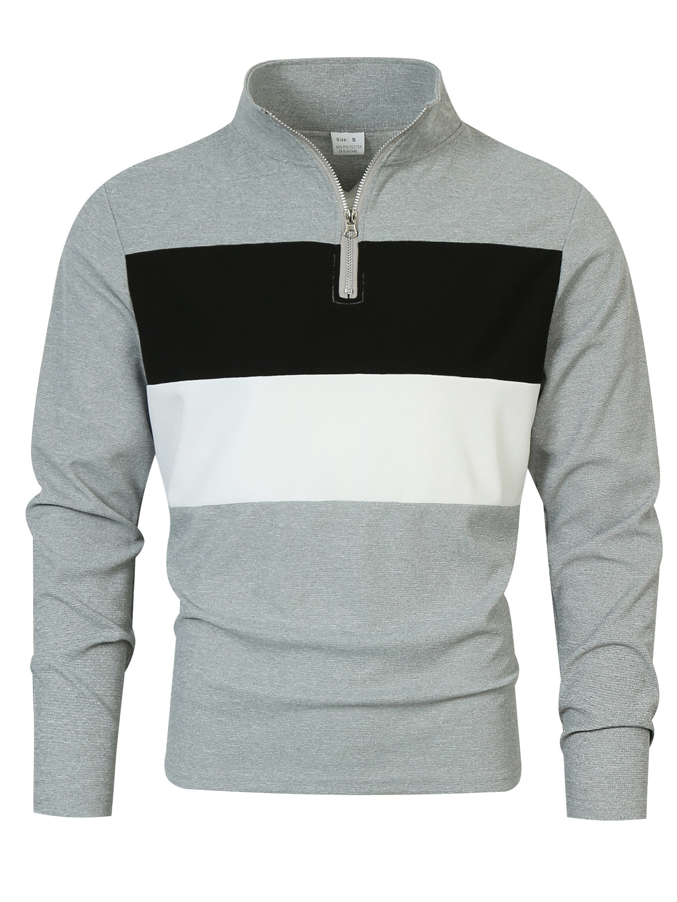 Transfronterizo tamaño europeo primavera otoño retro moda hombre cremallera con solapa de manga larga diseño de tendencia de temperamento jersey