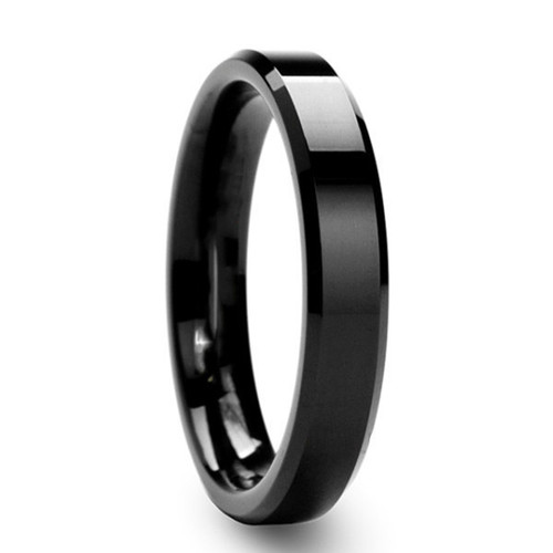 European and American best-selling classic 4mm bevel edge glossy ring for women Amazon titanium steel ring direct sale