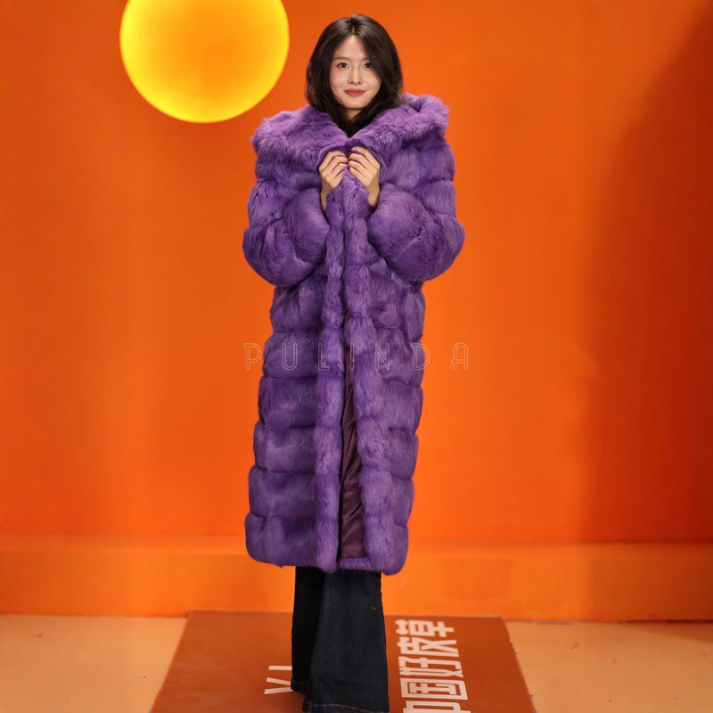 New Purple Fur Women's Outwear Long Fur Outwear New Purple Fur Women's Outwear Long Fur Outwear