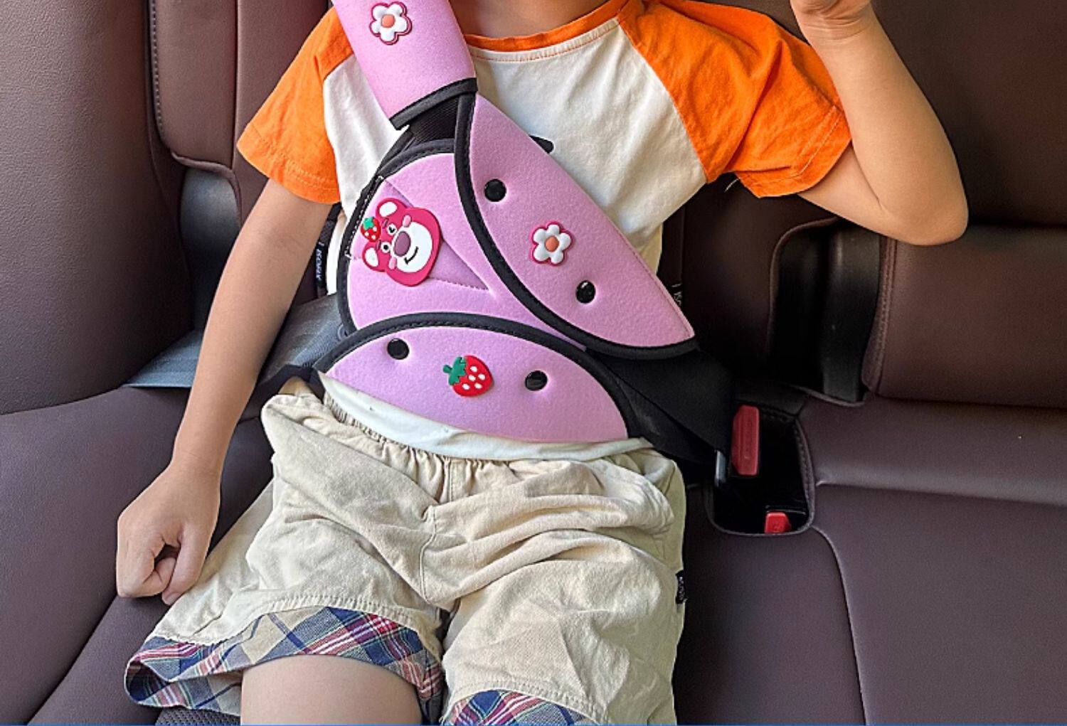 Child Safety Belt Protector Adjustable Fastener Anti-Neck Strangulation Cartoon Cute Car Seatbelt Shoulder Pad for Baby