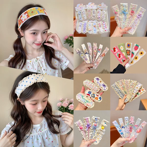 French-style sweet knitted bangs clip, Korean cute hairband, 2026 new model, hair tidying magic clip accessory
