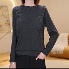一件代发直播爆款圆领长袖t恤女2025春秋新款显瘦打底衫纯色上衣