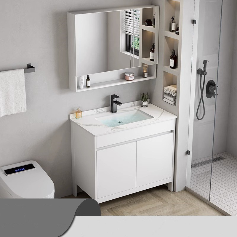 Piso gabinete de baño engrosada espacio de aluminio moderno minimalista baño Lavado de Manos lavabo combinación de gabinete