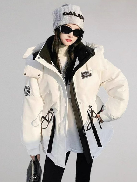 Winter small keep warm trench coat with down with hood