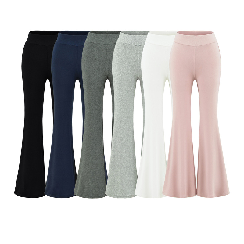 Knitted drapey pants, floor-length trousers, high-waisted, multi-color, lightweight, slightly flared casual long pants, cotton women's pants, 2026 new model Knitted drapey pants, floor-length trousers, high-waisted, multi-color, lightweight, slightly flared casual long pants, cotton women's pants, 2026 new model