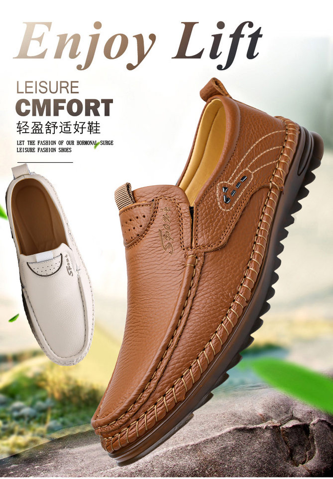 Giày lười nam da bò lớp đầu mũi tròn, đế mềm nhẹ, kiểu giày lái xe — GX 5726m màu, GX5726 màu nâu, GX5726 màu đen chi tiết 2