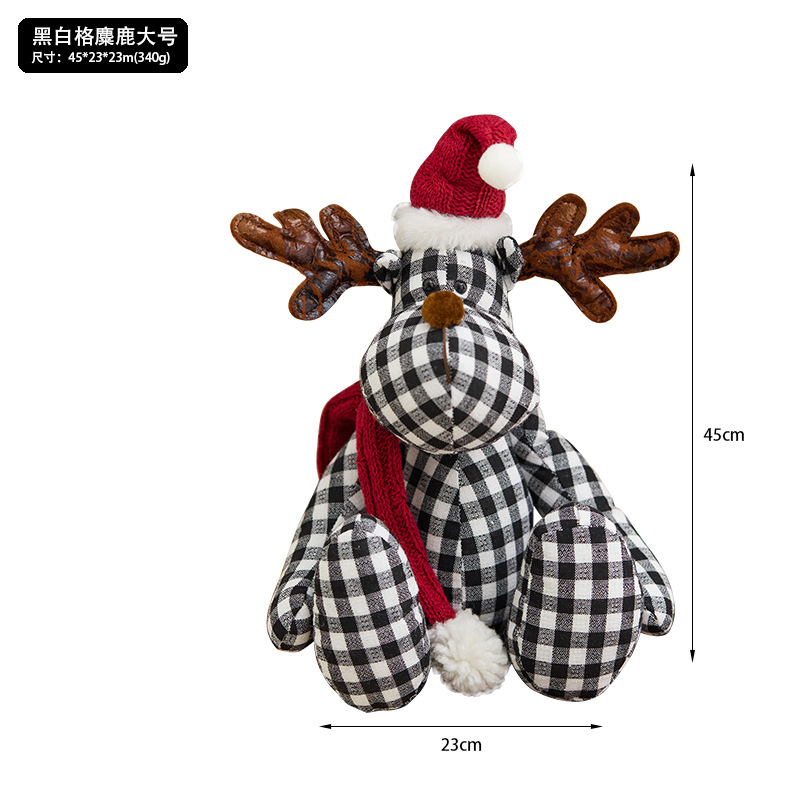 Buscando madera nuevo cuadrado rojo y negro de tela ciervo muñeca de decoración navideña regalos navideños accesorios de ventana