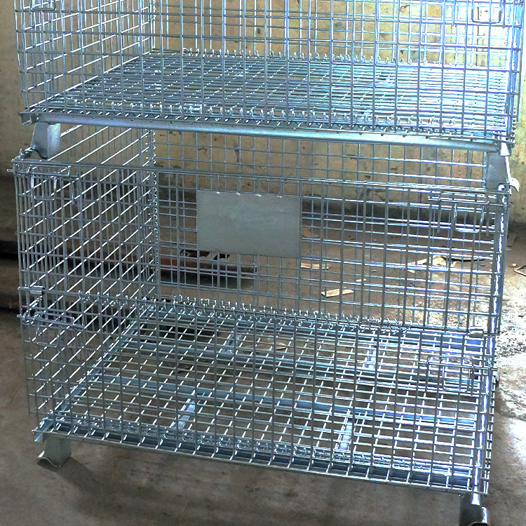 供应仓库笼 折叠式金属仓储笼 E-1常规仓储笼 镀锌网格周转笼