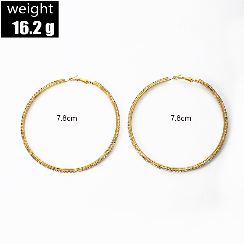 New Big Earring Exaggerated Full Diamond Geometric Circle Earrings display picture 2