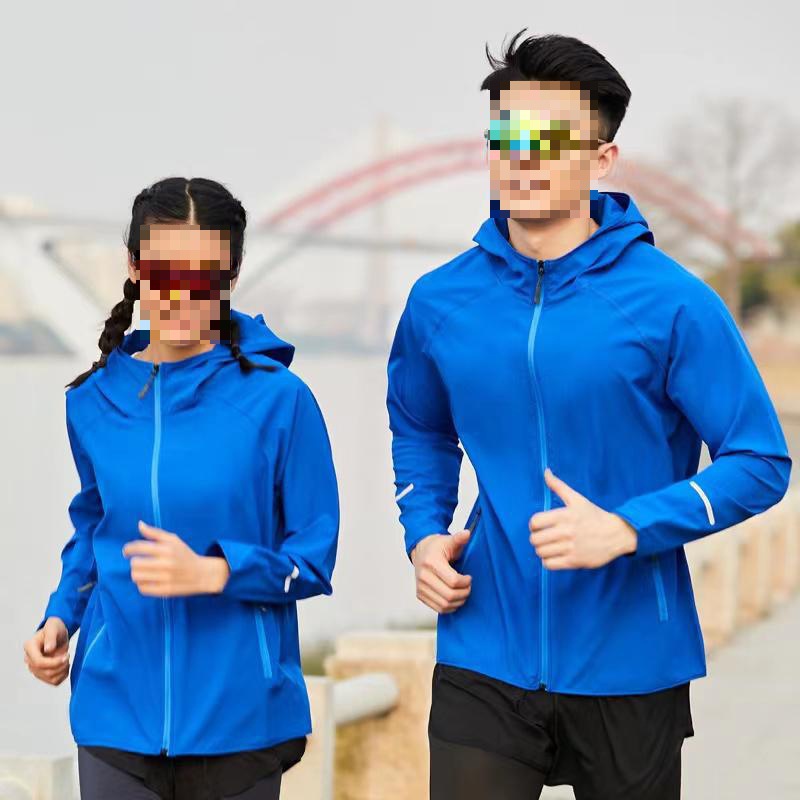 Spring and Summer Running Windbreaker Men's and Women's Hooded Cardigan Outdoor Thin Quick-drying Sports Fitness Breathable Jacket