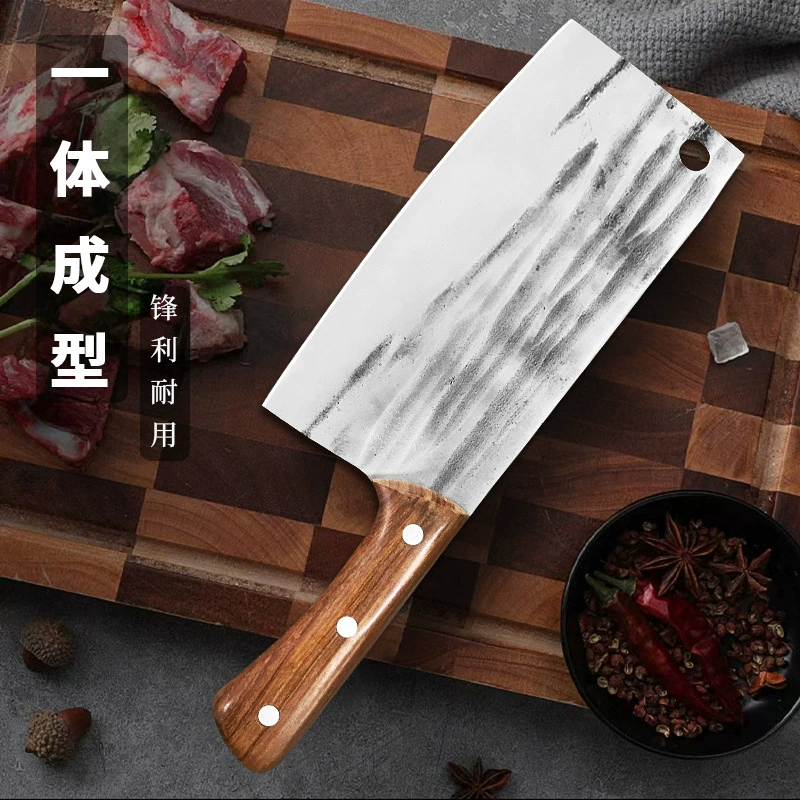 Древний кованый разделочный нож, бытовой коммерческий нож для костей, двухфункциональный нож, утолщённый стальной колотый нож для мяса, кухонный нож
