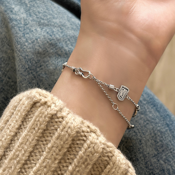 Design elegant cartoon fashionable brand silver bracelet hip-hop…