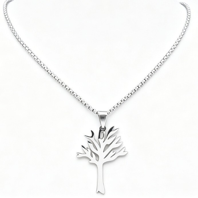 Cross-border Hot Selling World Peace Tree of Life Necklace Stainless Steel Titanium Steel Pendant Personalized All-match Snake Bone Chain Wholesale Cross-border Hot Selling World Peace Tree of Life Necklace Stainless Steel Titanium Steel Pendant Personalized All-match Snake Bone Chain Wholesale