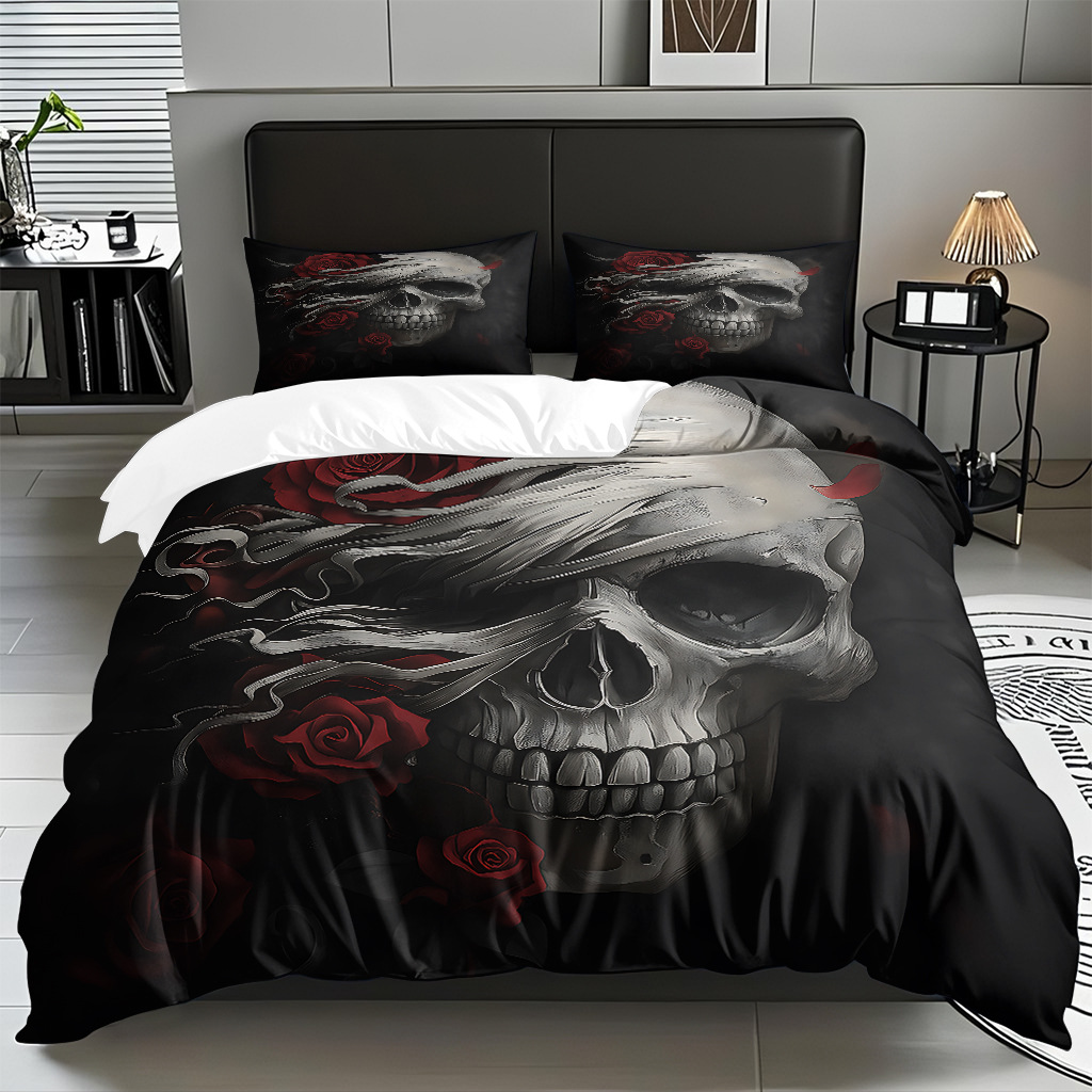 TEMU / JIT transfronterizo Amazon Skull Digital Print Kit de colcha vendido directamente por el fabricante