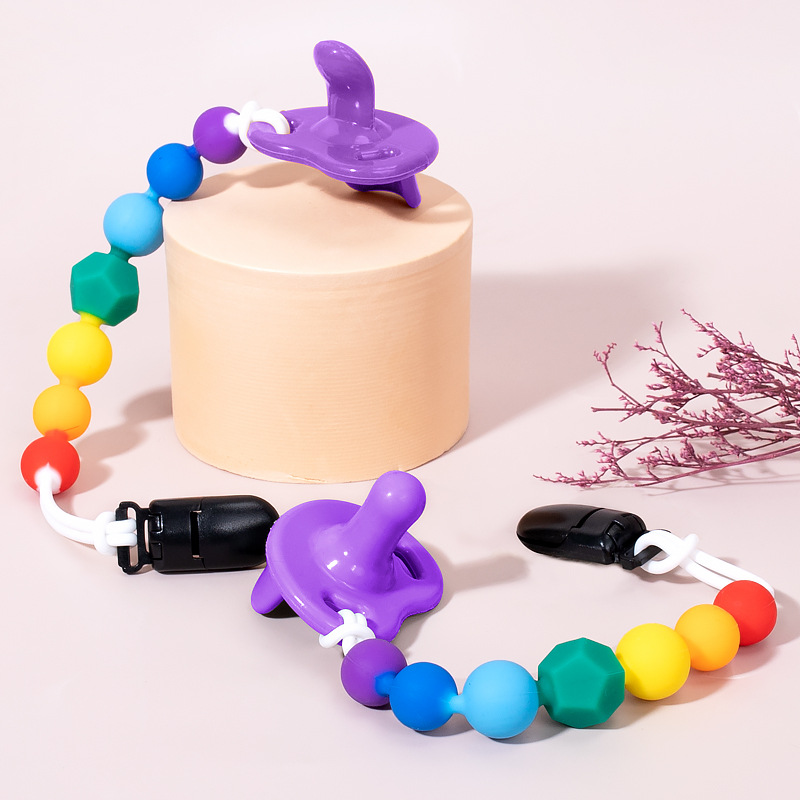 Baby pacifier chain baby silicone bite toy teething period day and night soothing anti-drop grinding stick