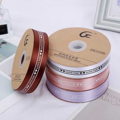 2.5cm Printed English Ribbon Floral Packaging Gift Box Satin Ribbon DIY Handmade Bow Ribbon