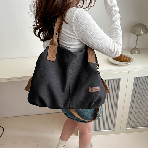 Canvas tote bag 2024 new fashion simple single-shoulder bag casual large capacity crossbody bag commuting crossbody bag
