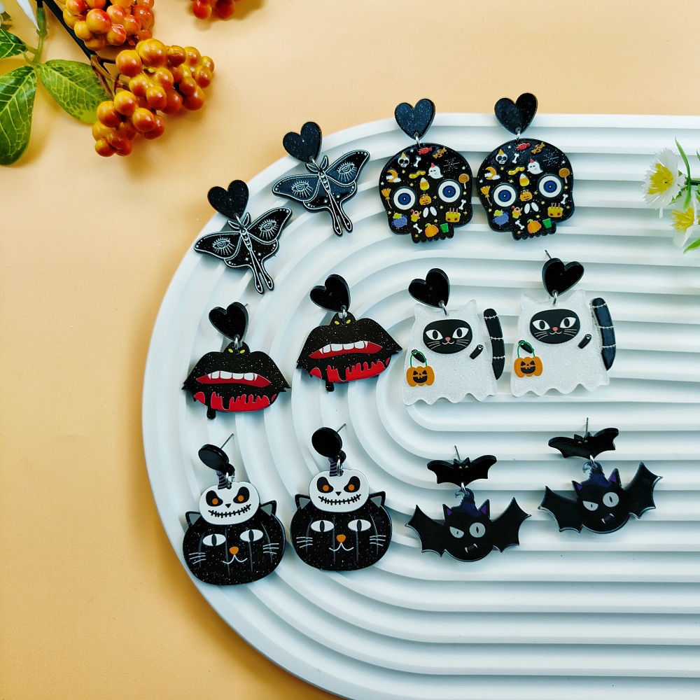8g Weight 304 Stainless Steel Ear Needle Material Drop Earrings Classification 1 Pair Quantity Holiday, Daily Occasion Acrylic Material Halloween Festival Geometric, Pumpkin, Butterfly Pattern Women's Gender Casual, Simple Style Style 1 Pair Casual Simple Style Geometric Pumpkin Butterfly Arylic Drop Earrings 无