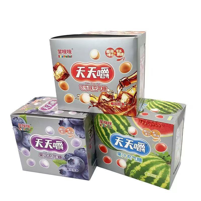 笑眯眯天天嚼果汁充气糖软糖清新口气糖含糖怀旧西瓜味可乐味盒装