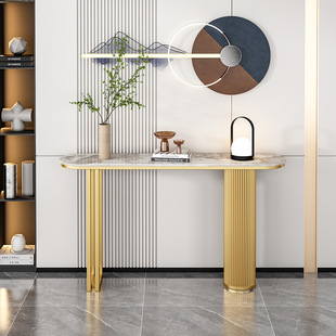 Italian Light Luxury Rock Board Porch Table Curved Porch Cabinet Modern Simple Wall Entry Table Porch Table End View Desk