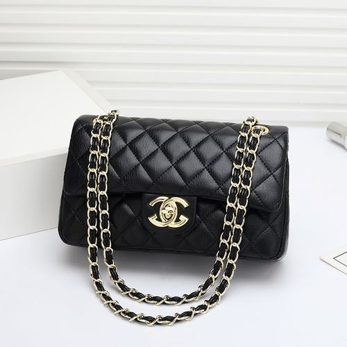 Genuine leather rhombus chain bag for women  new style high-end small fragrance style single shoulder crossbody bag fashionable armpit bag