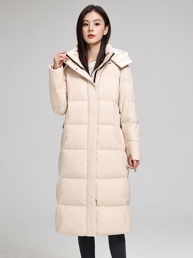 レディースダウンジャケット ロング丈 2025年冬新作 厚手 暖かい ダックダウン 女性用コート おしゃれ シンプル カレッジスタイル