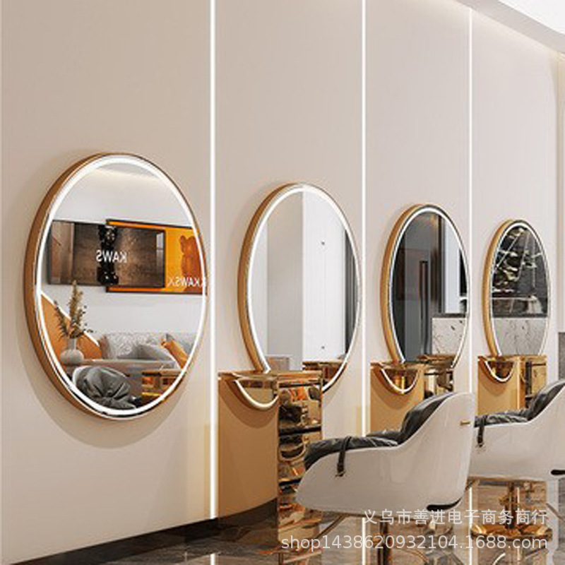 Espejo de Peluquería Inteligente con Luz LED de Metal Ovalado para Salón de Belleza image 8