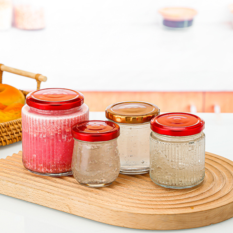 批发燕窝鱼胶奶冻分装瓶竖纹鲜炖花胶透明玻璃空瓶密封小罐子耐高