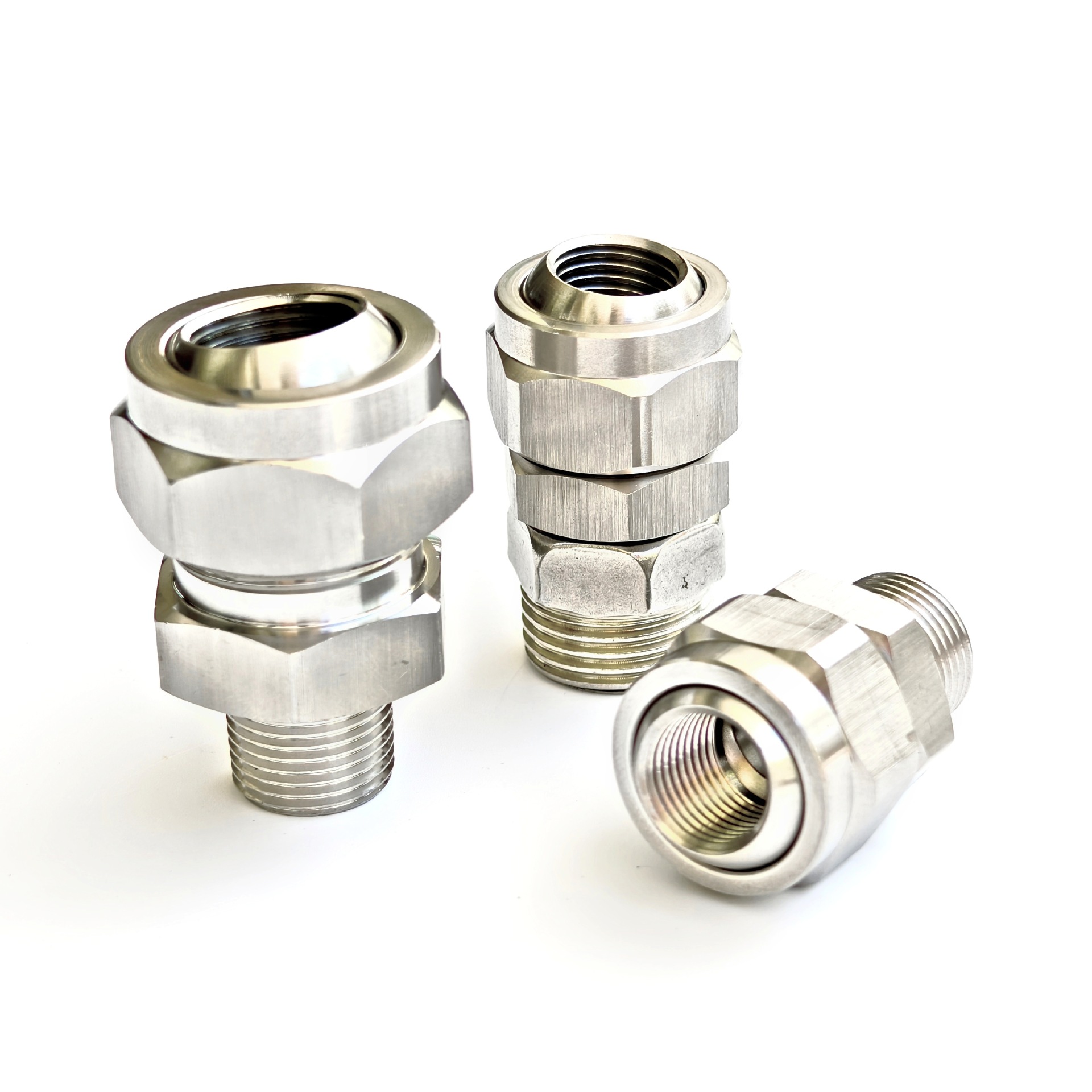 155万向接头转换头304不锈钢扇形锥形喷嘴头喷淋方向可调球形底座