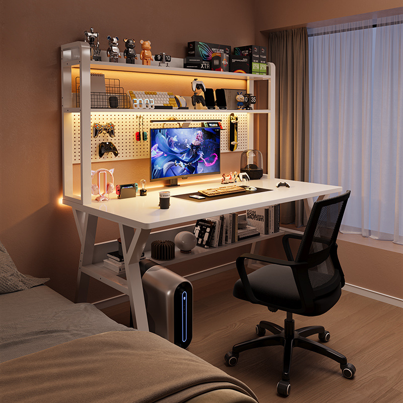 Perforated Board Desk Bookshelf Integrated Table Student Home Bedroom Table Computer Table Office Desktop E-Sports Table