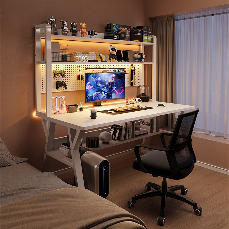 Perforated Board Desk Bookshelf Integrated Table Student Home Bedroom Table Computer Table Office Desktop E-Sports Table