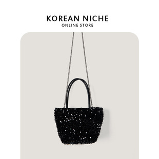 European and American cross-border Fashion Women's bag original niche design sequin buling portable shoulder crossbody tote bag for women