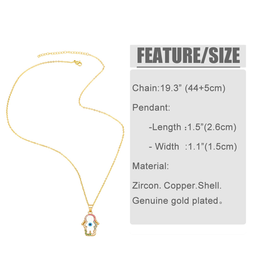 fashion palm eye pendant necklace creative colored diamond devilu0027s eye copper necklace