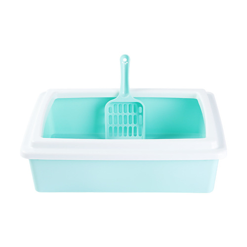Manufacturer wholesale open square cat litter box pastel color small cat toilet litter pan pet general use supplies