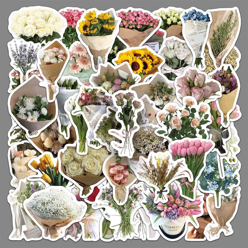 50 Pieces of Flower Bouquet Stickers in an Instagram-Style Fresh and Artistic Design, Creative Plant and Floral Stickers for Power Banks, Stationery Boxes, and Guitar DIY 50 Pieces of Flower Bouquet Stickers in an Instagram-Style Fresh and Artistic Design, Creative Plant and Floral Stickers for Power Banks, Stationery Boxes, and Guitar DIY