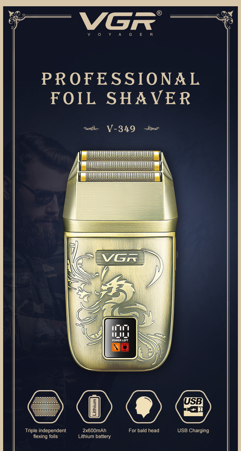 Retro Electric Shaver Vgr349 Cordless Reciprocating Razor For Men_voghion.com