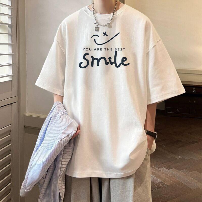 Summer Trendy Ins Printed Short-sleeved T-shirt Men's Loose Harajuku Bf All-match Half-sleeved Couple's Round Neck Half-sleeved Top