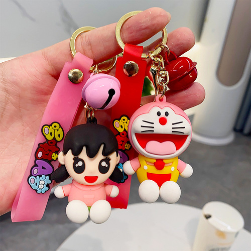 Cartoon Animation Doraemon Doraemon Doll Keychain Soft Plastic Accessories Blind Box Backpack Pendant Circle Chain Gift Small Wholesale